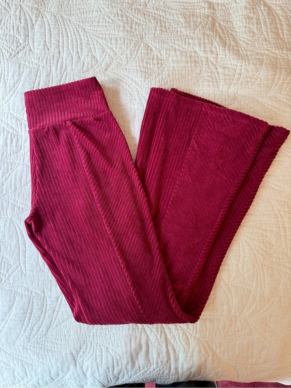 No Boundaries Red Ribbed Corduroy Flare Pants